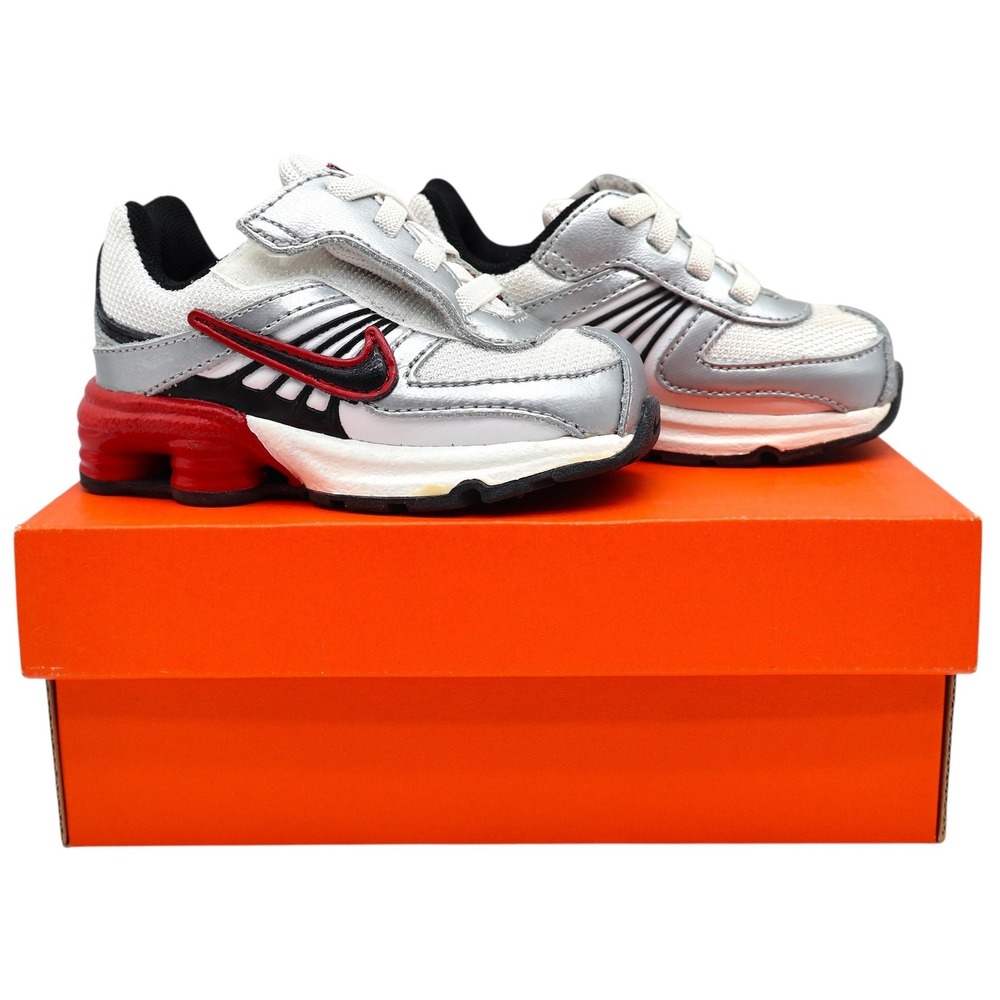 Nike Shox Turbo 8 TD Toddler 4.5C 2008 Silver Red Running Shoes 344934-101